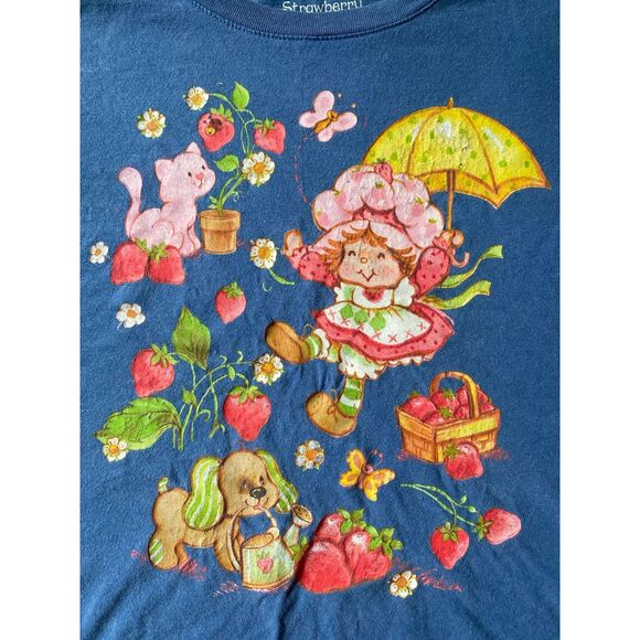 Strawberry Shortcake Brown Cropped Shirt Women’s size Small retro vintage style - Picture 2 of 6